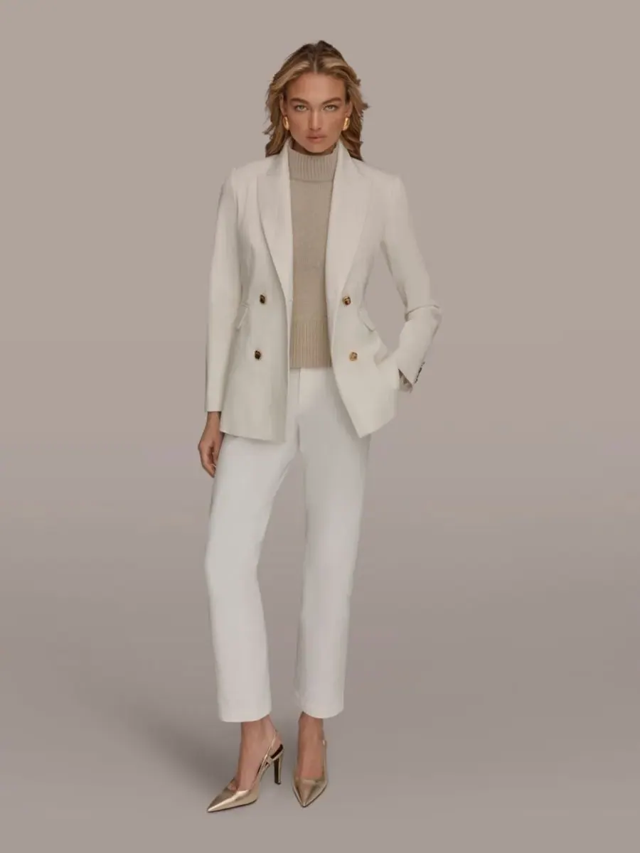 Женский двубортный пиджак Donna Karan New York — изображение 3 из 10, бежевый