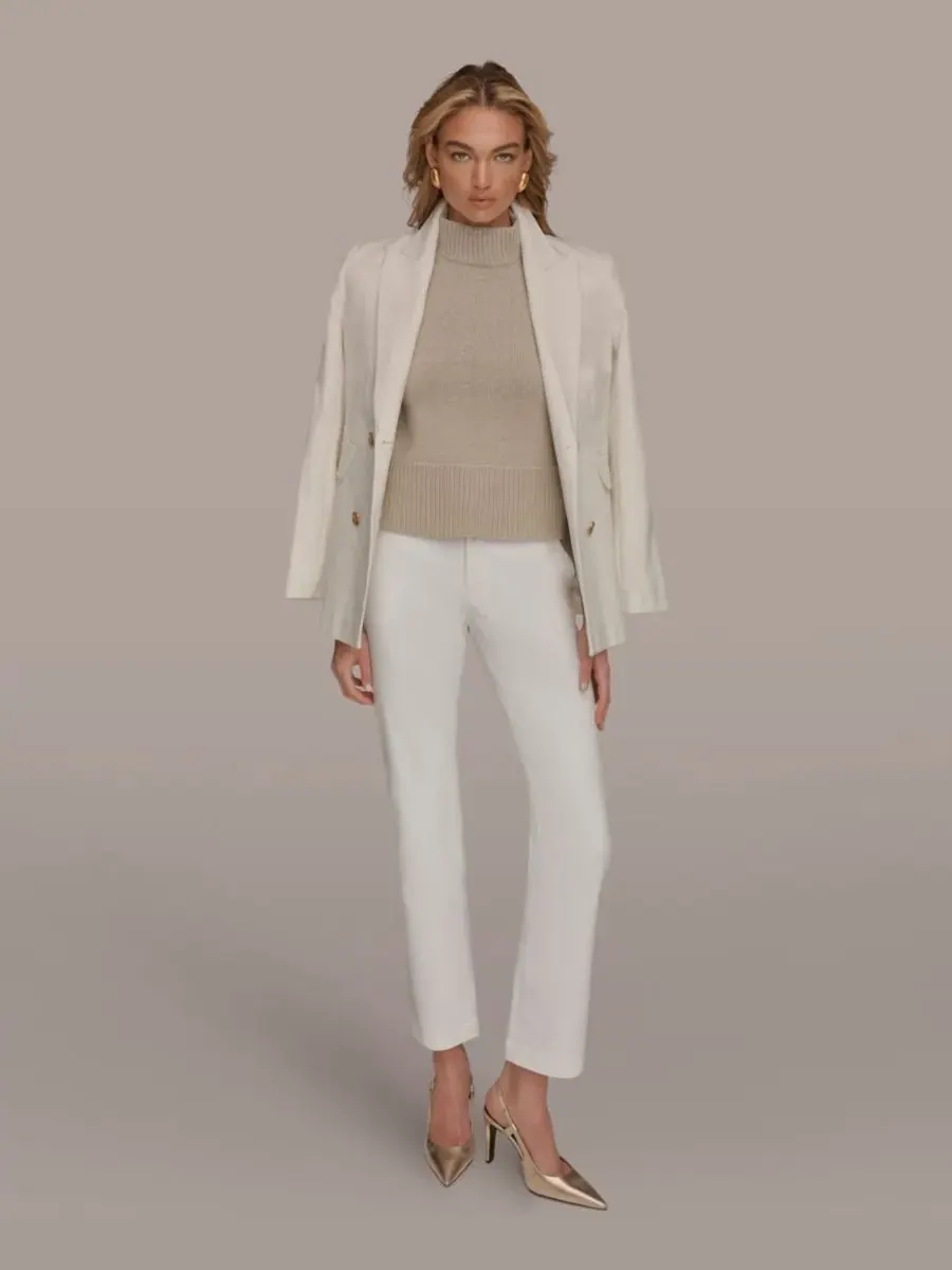 Женский двубортный пиджак Donna Karan New York — изображение 4 из 10, бежевый