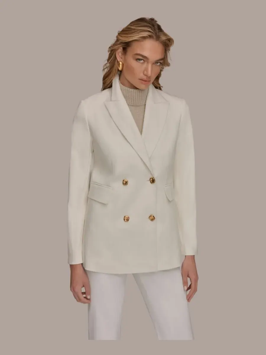 Женский двубортный пиджак Donna Karan New York — изображение 5 из 10, бежевый