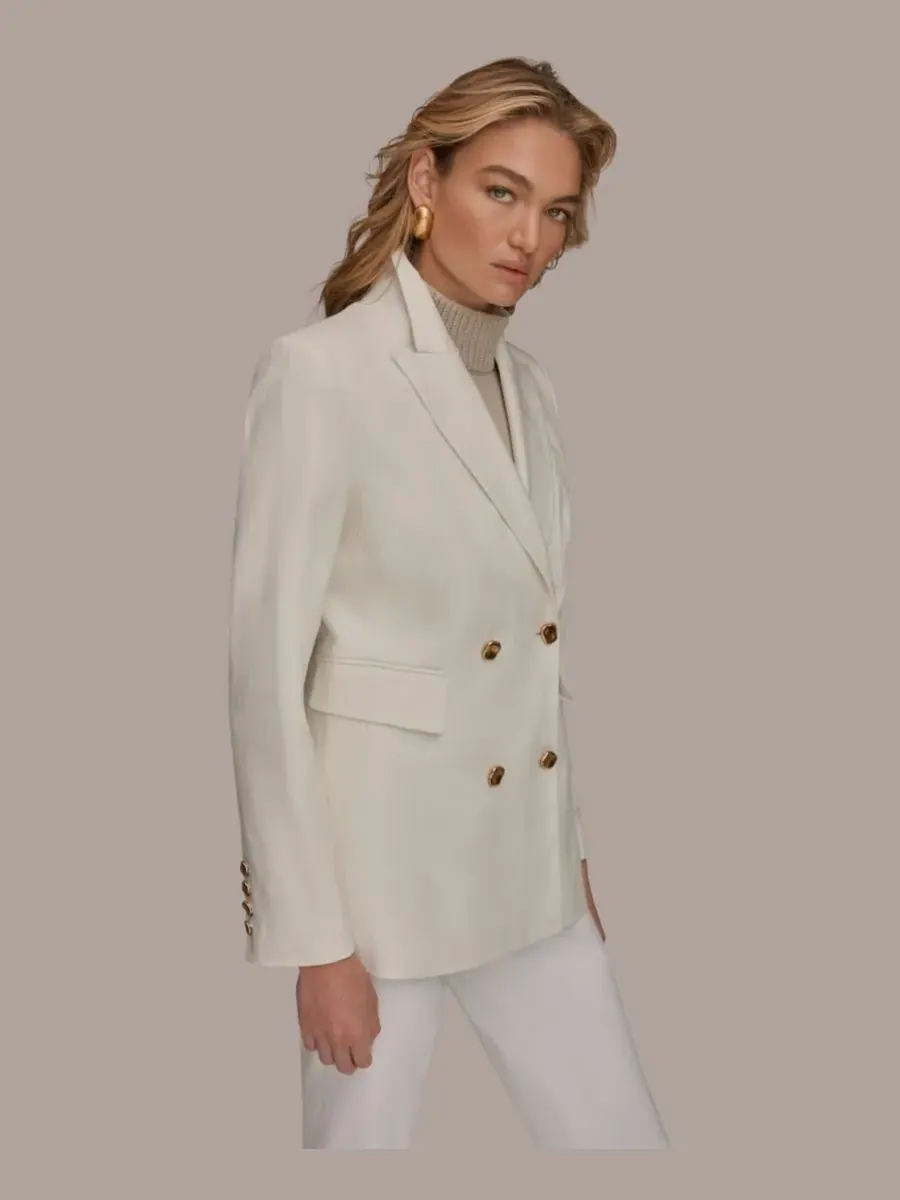 Женский двубортный пиджак Donna Karan New York — изображение 6 из 10, бежевый