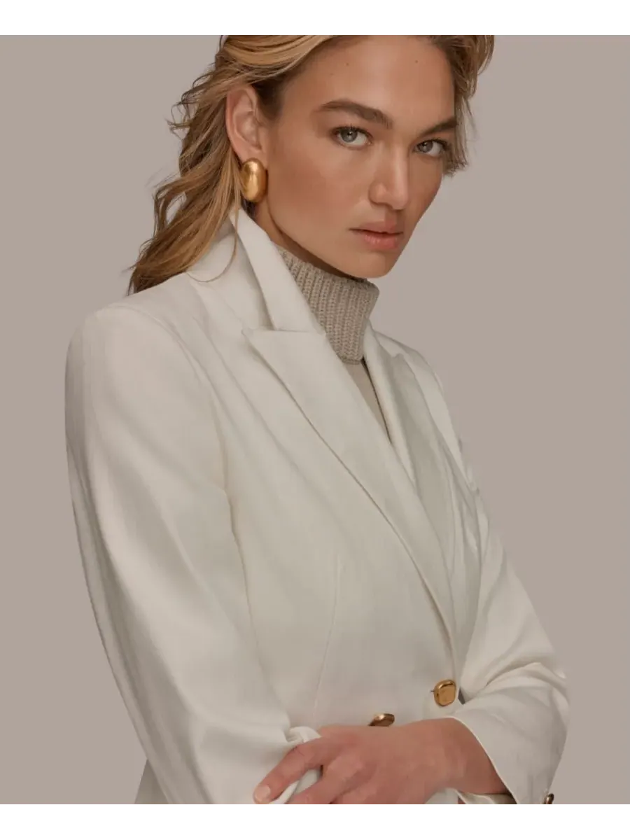 Женский двубортный пиджак Donna Karan New York — изображение 7 из 10, бежевый