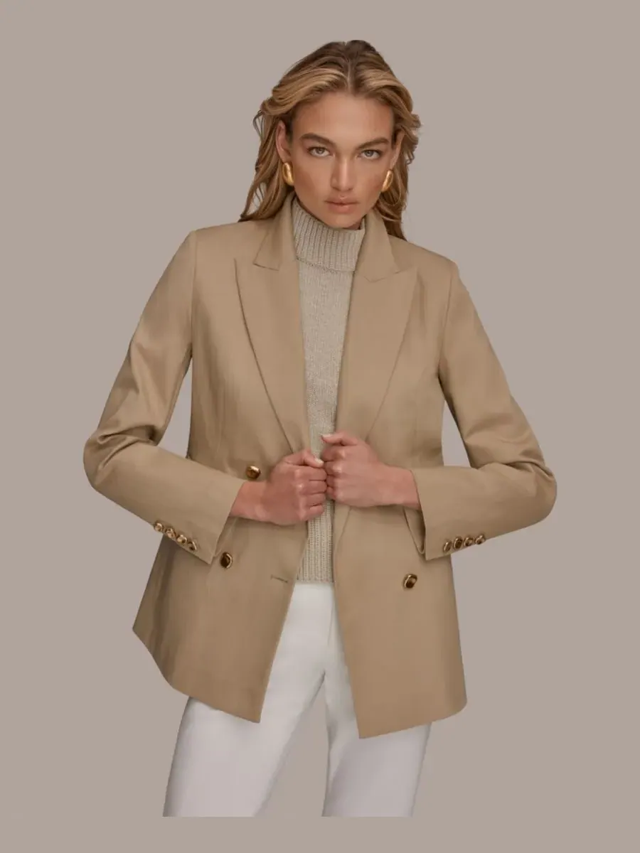 Женский двубортный пиджак Donna Karan New York — изображение 1 из 9, хаки