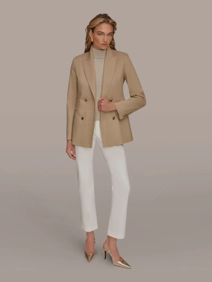 Женский двубортный пиджак Donna Karan New York — изображение 2 из 9, хаки