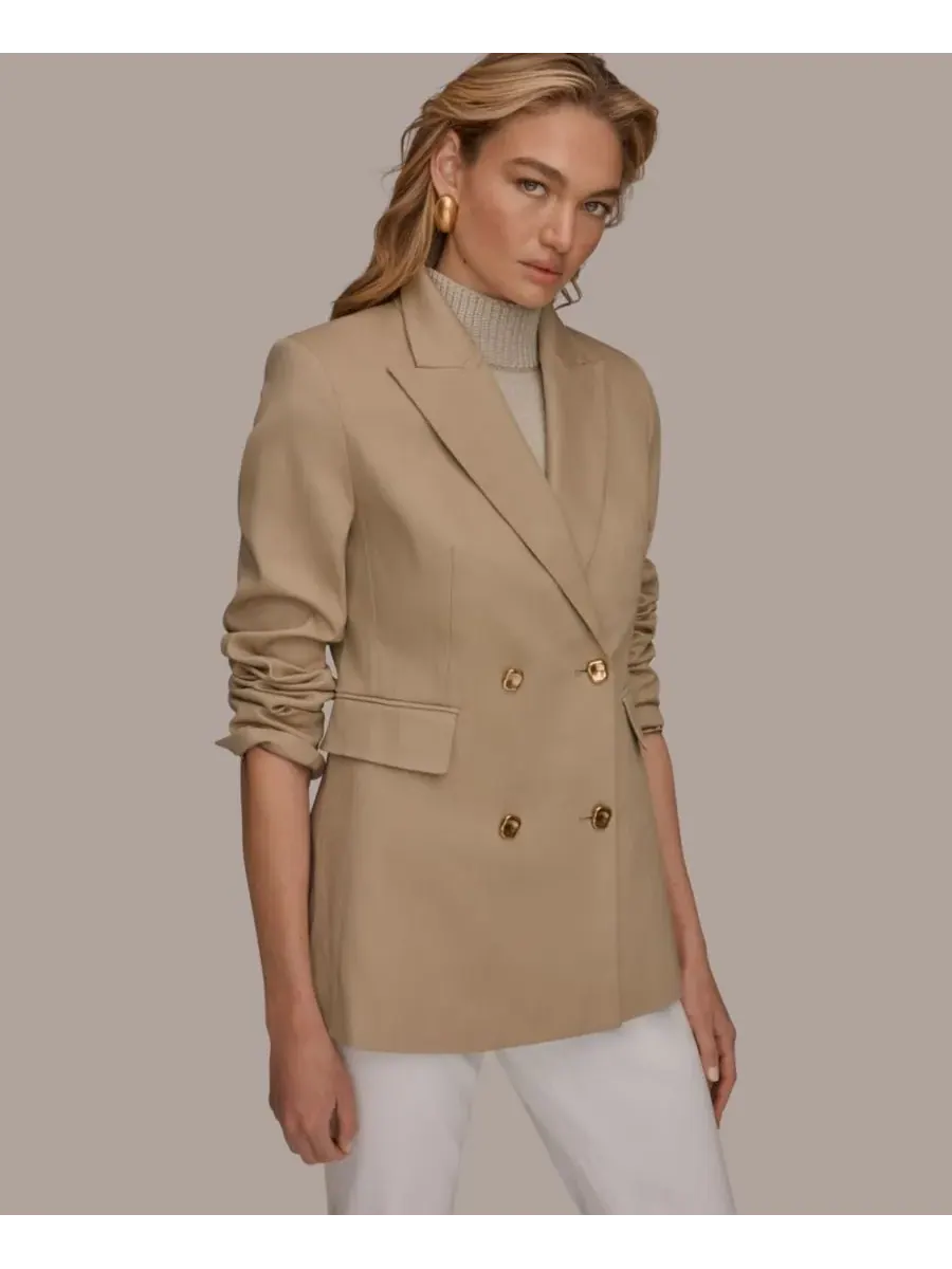 Женский двубортный пиджак Donna Karan New York — изображение 5 из 9, хаки