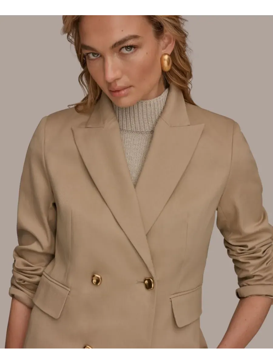 Женский двубортный пиджак Donna Karan New York — изображение 6 из 9, хаки