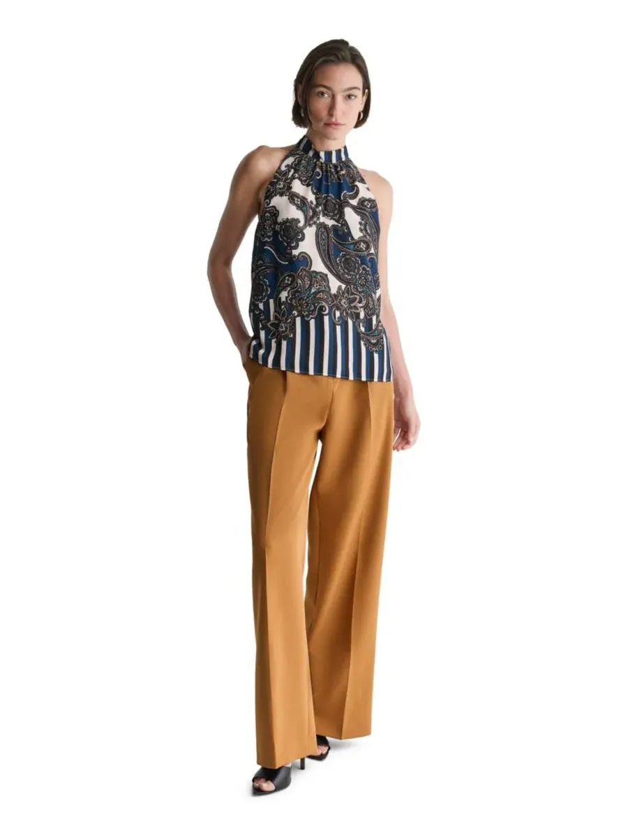 Блуза без рукавов с принтом, модель Halter Sleeveless Print BCBG — изображение 2 из 8, черный мульти