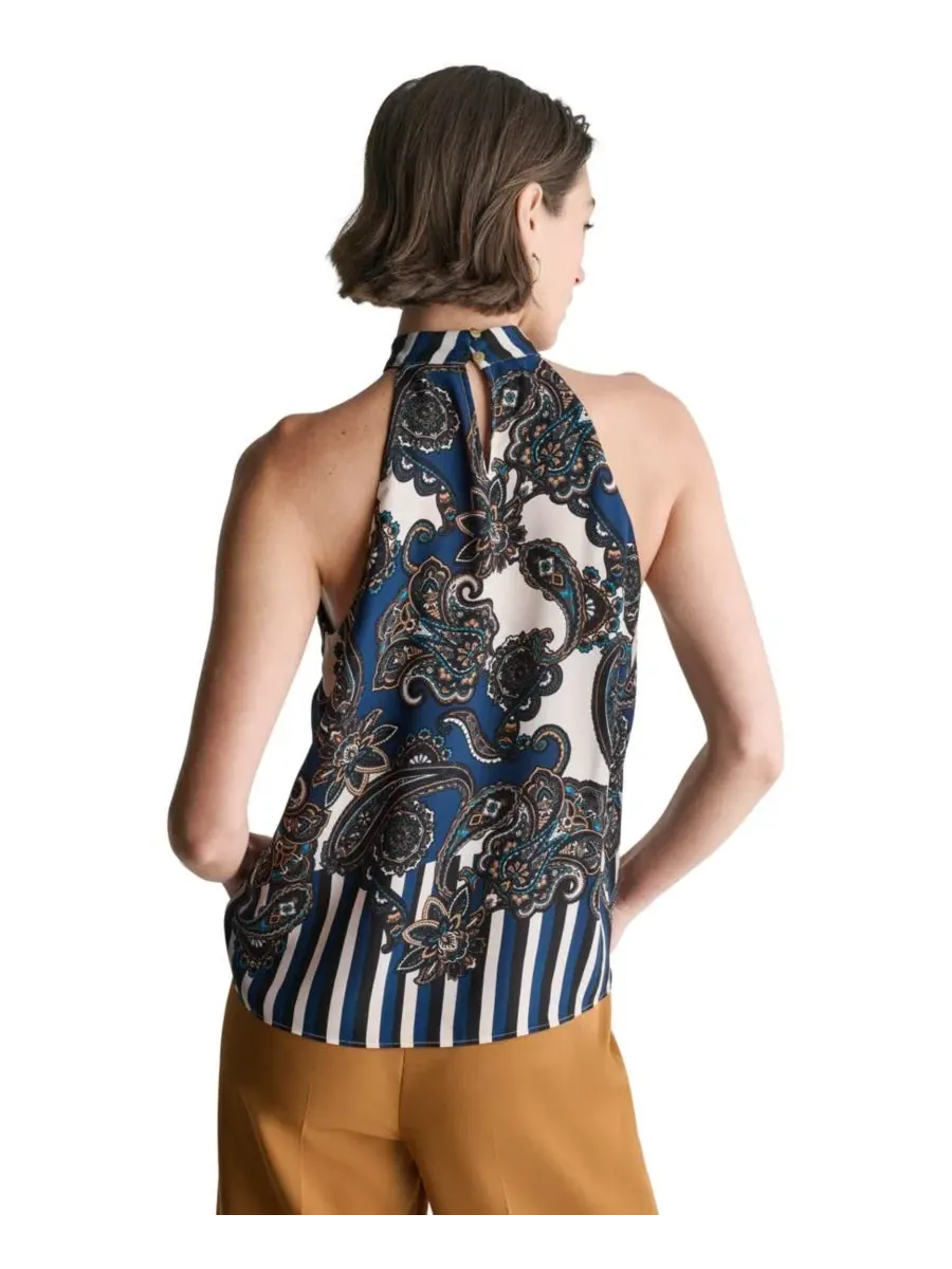 Блуза без рукавов с принтом, модель Halter Sleeveless Print BCBG — изображение 5 из 8, черный мульти