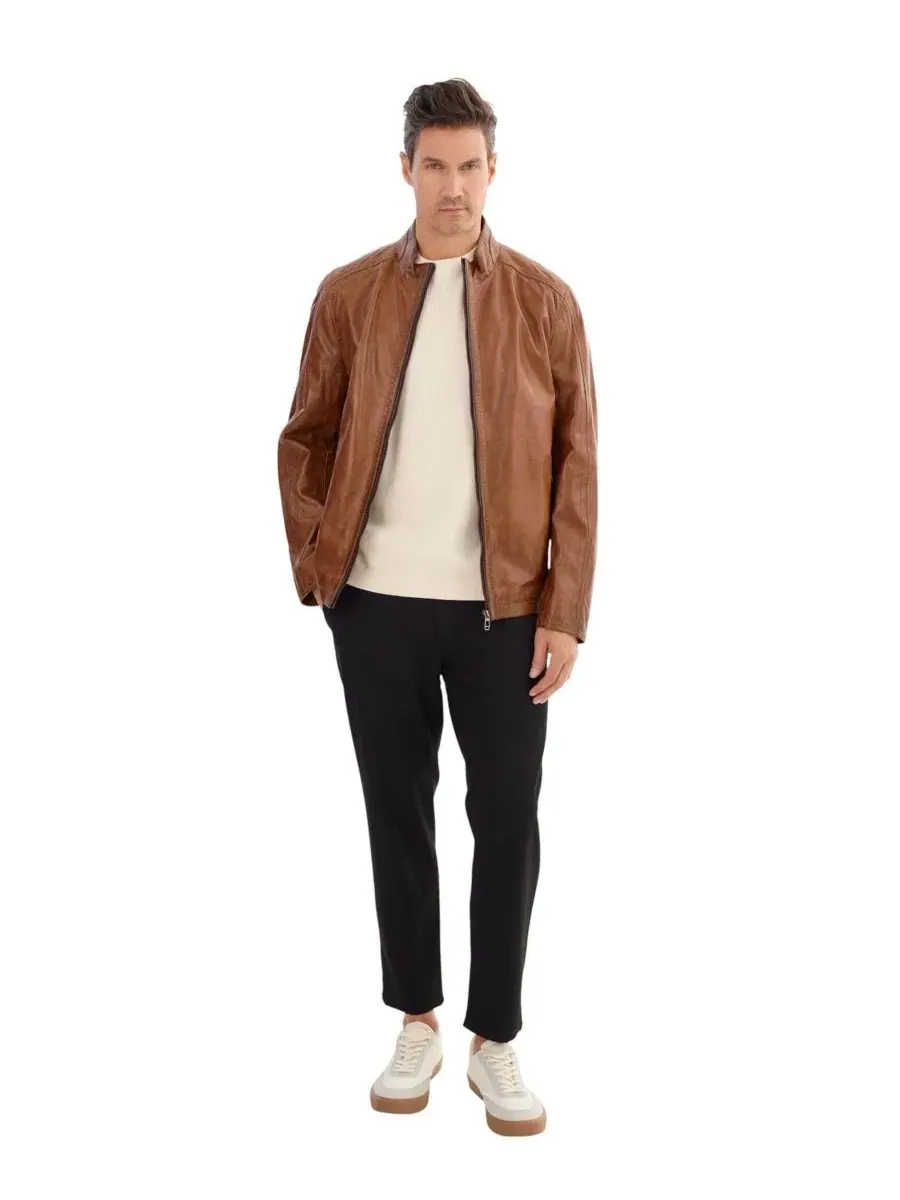 Мужская кожаная куртка Gerry Regency Leathers — изображение 3 из 3, коньячный/синий