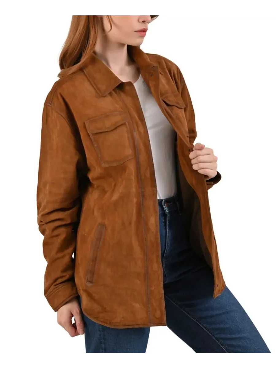 Женская куртка из козьей замши Frye — изображение 4 из 7, коричневый