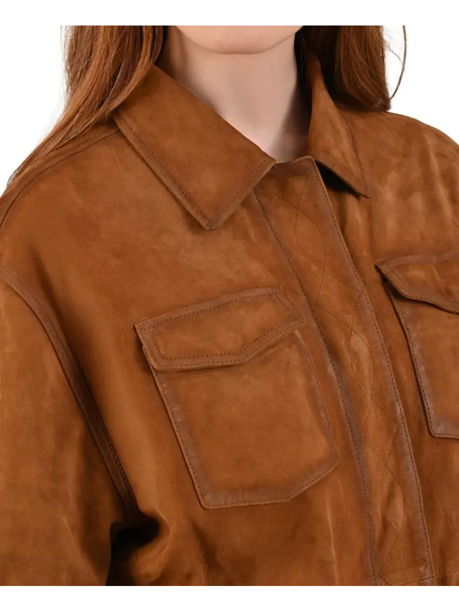 Женская куртка из козьей замши Frye — изображение 5 из 7, коричневый
