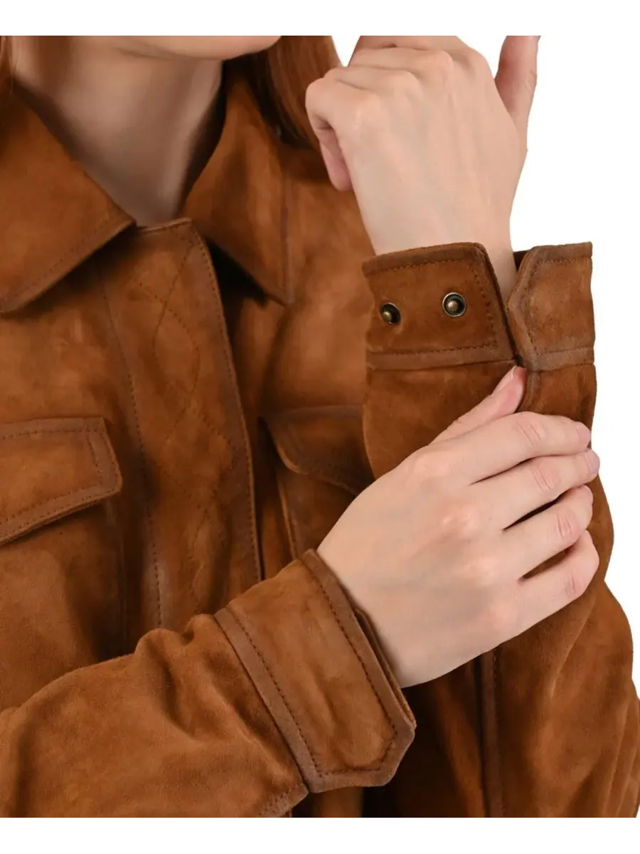Женская куртка из козьей замши Frye — изображение 7 из 7, коричневый