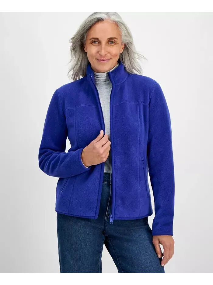 Миниатюрная флисовая куртка на молнии спереди Style & Co
