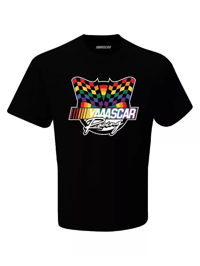 Мужская черная футболка NASCAR YAAASCAR Checkered Flag Sports — изображение 3 из 3, черный
