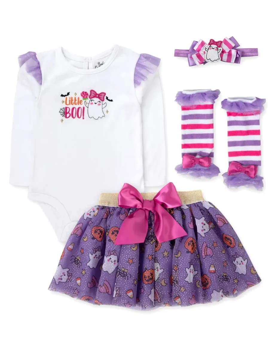 Комплект из 4 предметов Little Boo для девочек Baby Essentials — белый