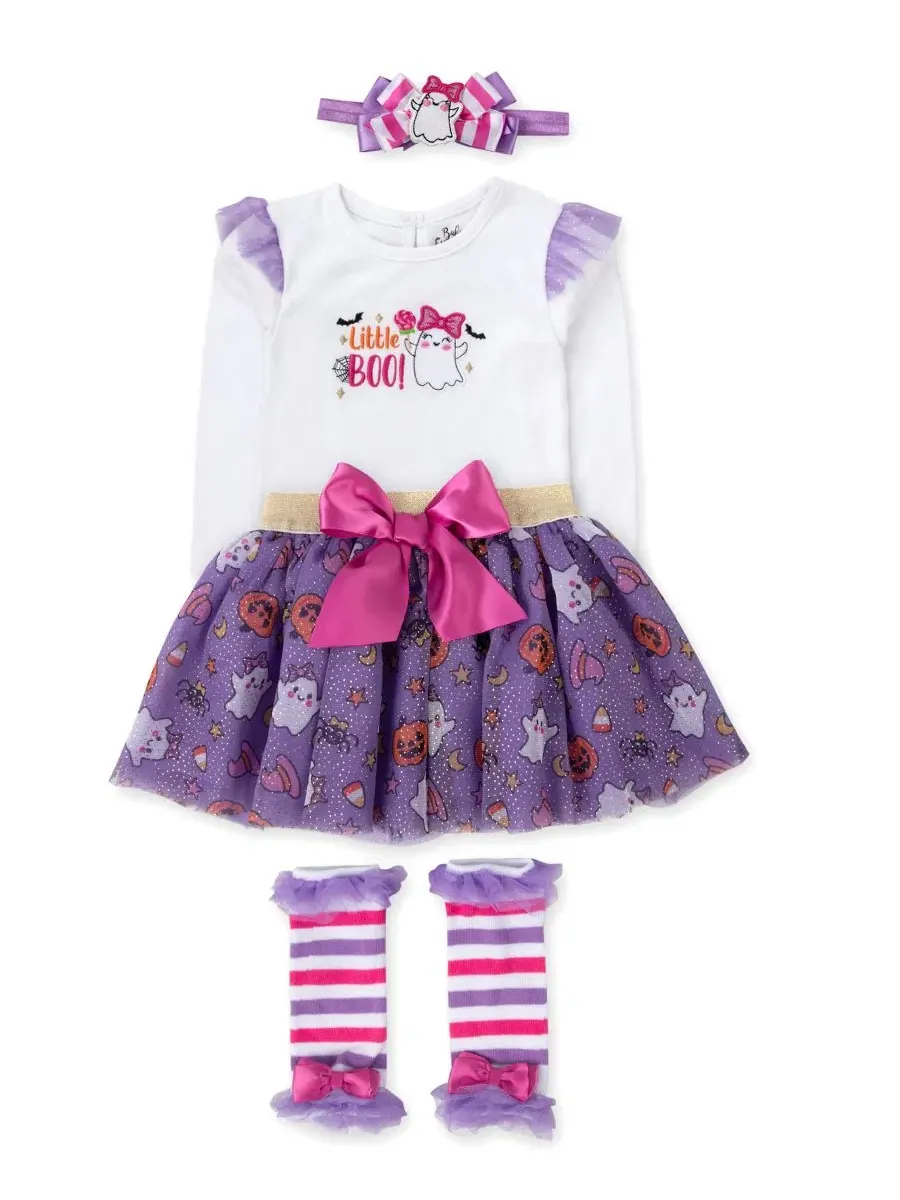 Комплект из 4 предметов Little Boo для девочек Baby Essentials — изображение 2 из 4, белый
