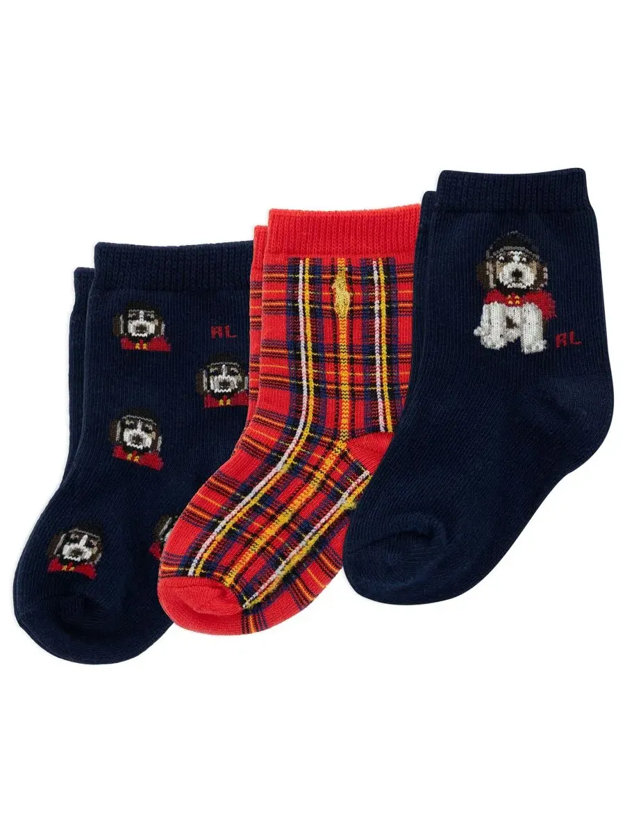 Комплект носков с праздничным принтом Polo Dog, 3 пары Polo Ralph Lauren
