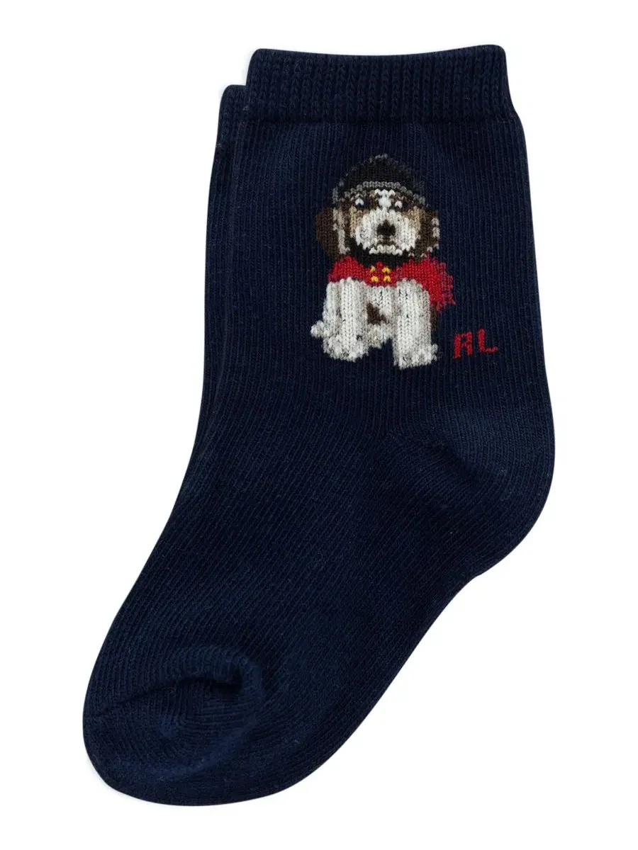Комплект носков с праздничным принтом Polo Dog, 3 пары Polo Ralph Lauren — изображение 2 из 4, темно-синий