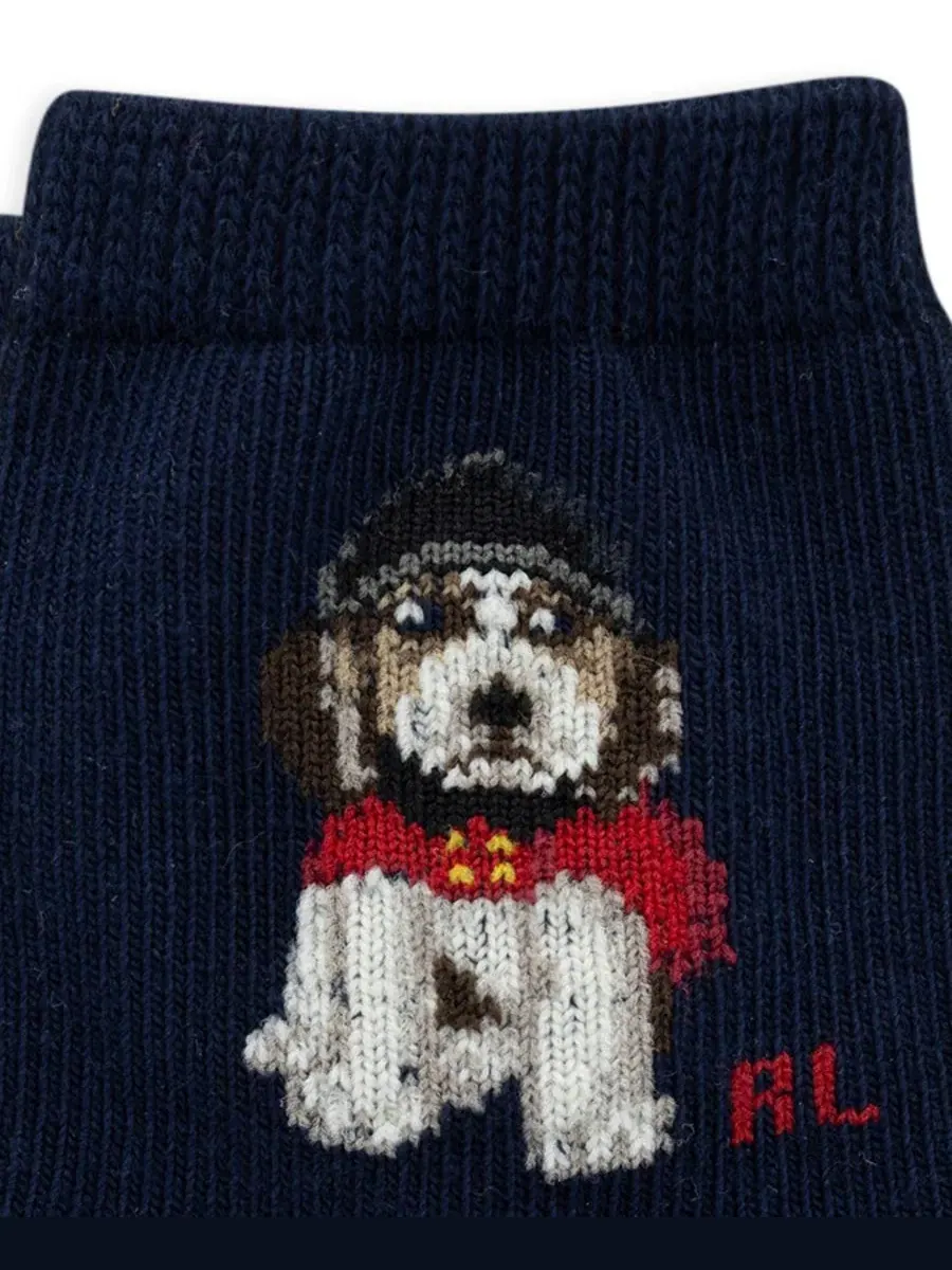 Комплект носков с праздничным принтом Polo Dog, 3 пары Polo Ralph Lauren — изображение 3 из 4, темно-синий