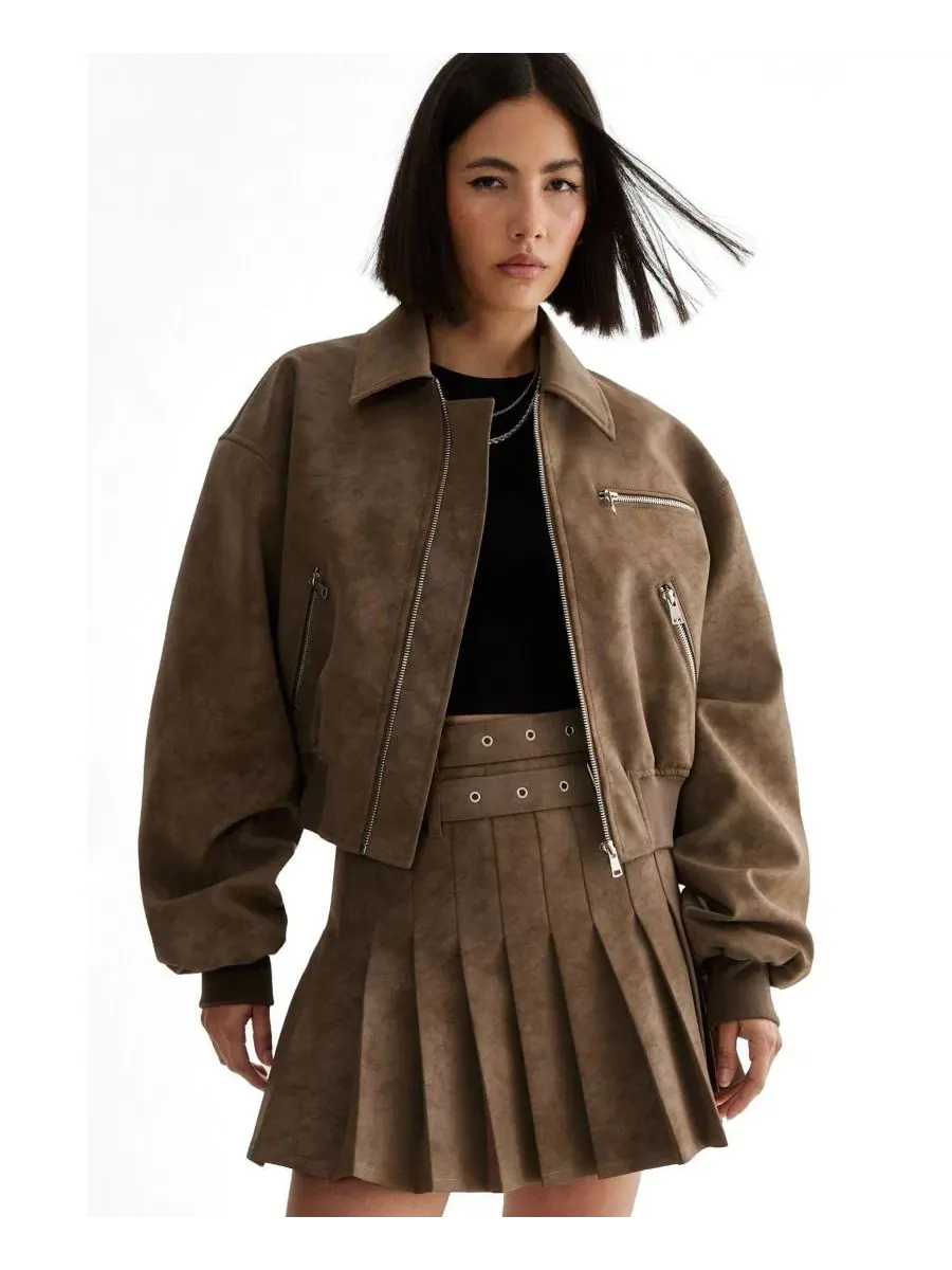 Куртка-бомбер Oversize из искусственной кожи с рукавами-фонариками Nasty Gal