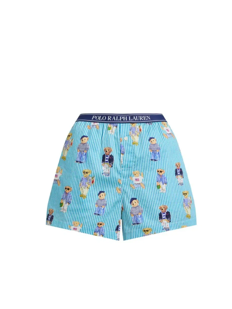 Пижамные шорты Polo Ralph Lauren с принтом Bear — изображение 3 из 6, голубой