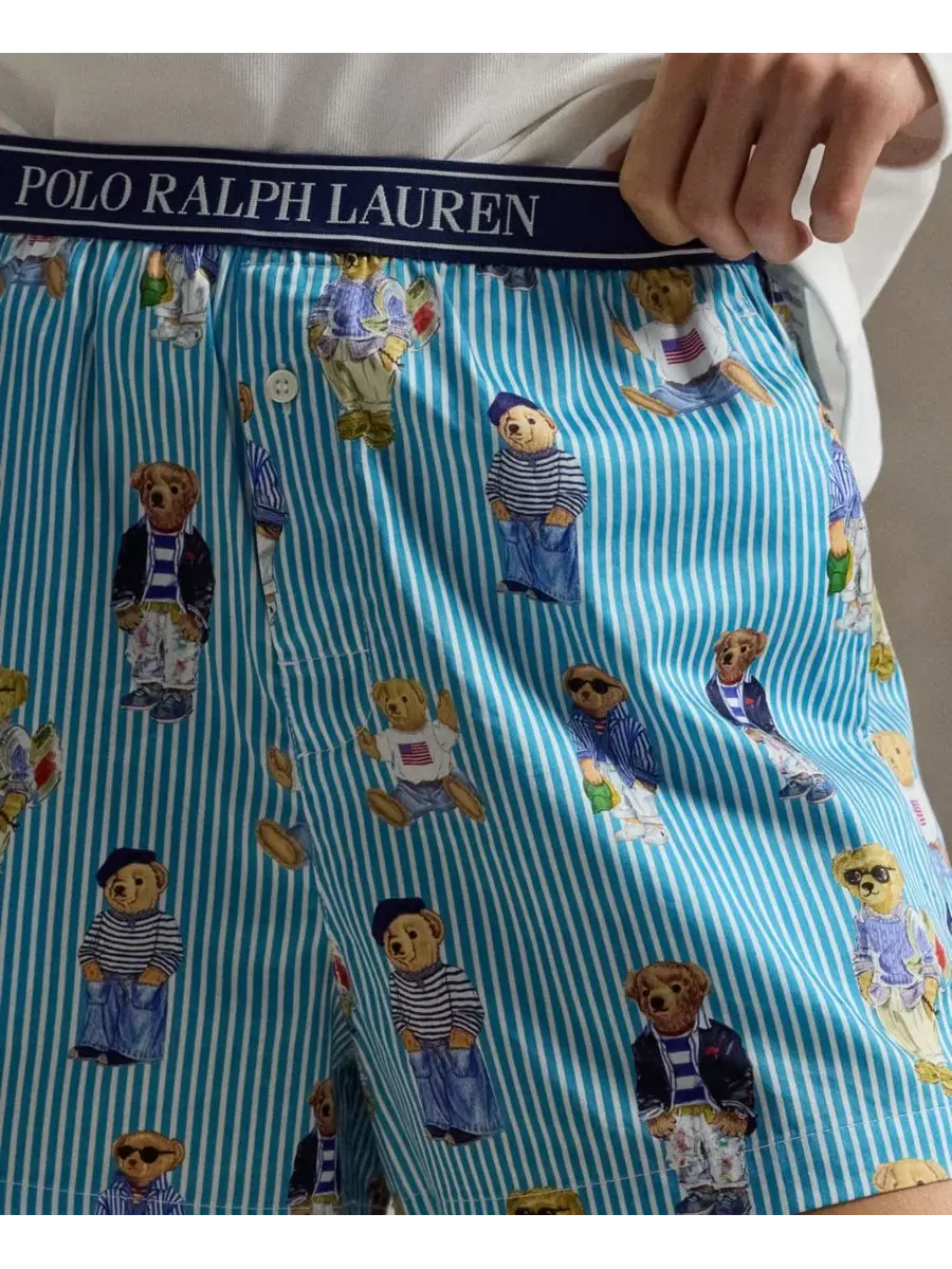 Пижамные шорты Polo Ralph Lauren с принтом Bear — изображение 4 из 6, голубой
