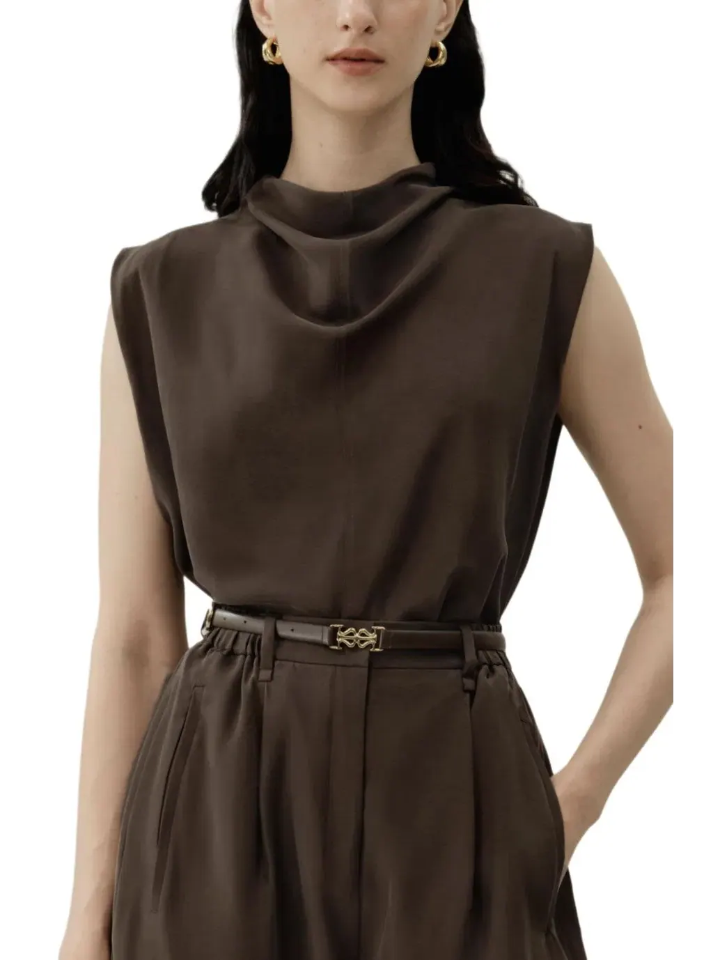 Женский топ без рукавов из шелкового хаботая, модель Silk Suede LILYSILK
