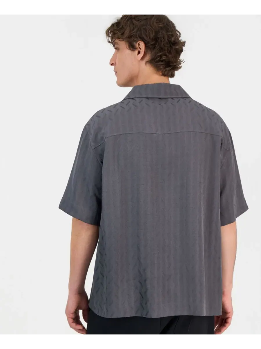 Рубашка с коротким рукавом, с тональным принтом, Espino Tonal-Print Hugo Boss — изображение 3 из 4, серый