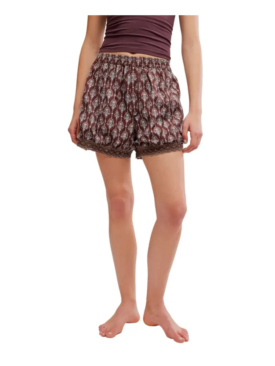 Женские пижамные шорты Made You Blush Mid-Rise Boxers Free People — изображение 2 из 5, коричневый