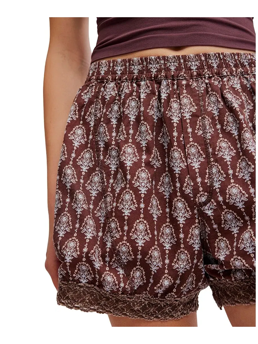Женские пижамные шорты Made You Blush Mid-Rise Boxers Free People — изображение 4 из 5, коричневый