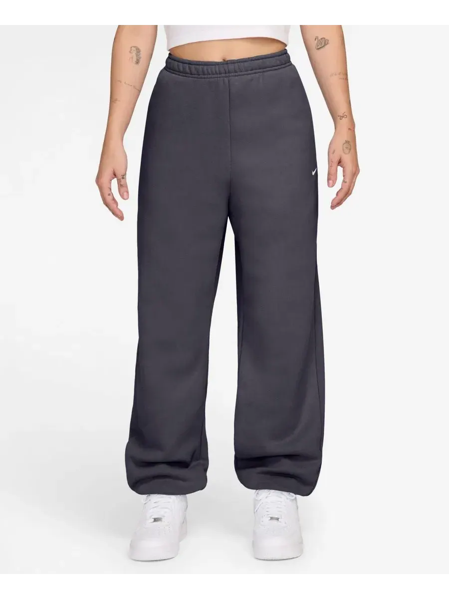 Женские брюки с высокой посадкой из флиса Studio Fleece Nike, Gridiron Sail