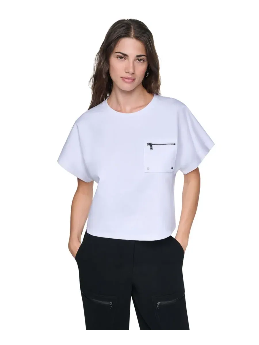 Женская рубашка с рукавом-кимоно и нагрудным карманом на молнии DKNY