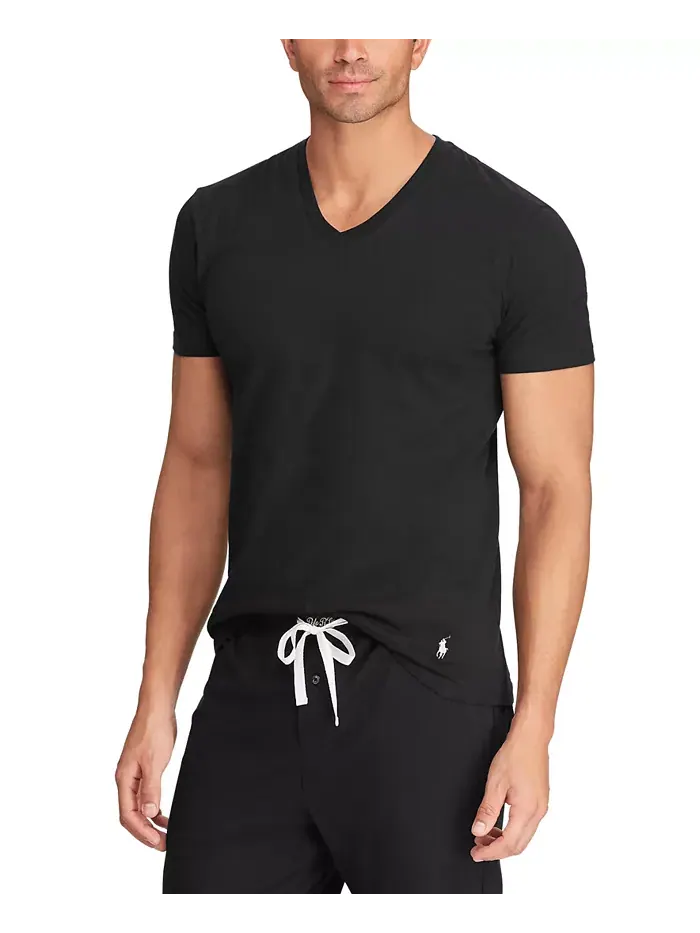 Мужские классические майки с V-образным вырезом, 3 шт Polo Ralph Lauren — изображение 4 из 8, темно-синий/белый/черный