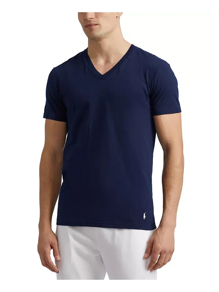 Мужские классические майки с V-образным вырезом, 3 шт Polo Ralph Lauren — изображение 5 из 10, синий/темно-синий