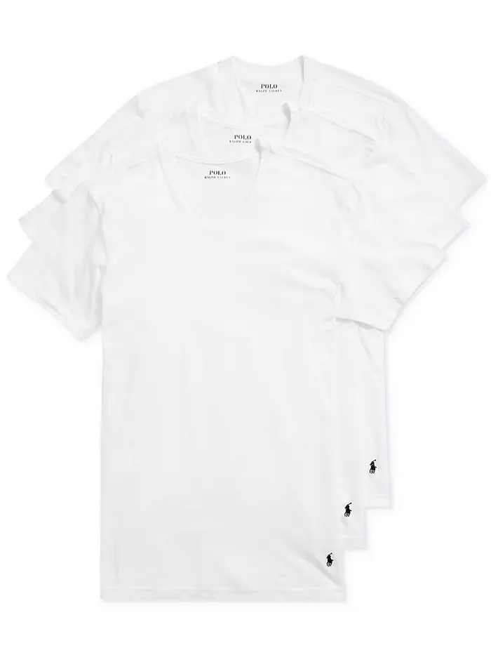 Мужские классические майки с V-образным вырезом, 3 шт Polo Ralph Lauren — изображение 1 из 7, белый