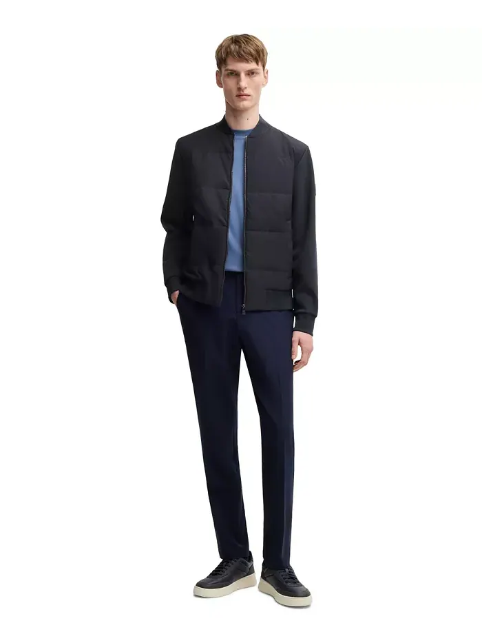 Мужская утепленная куртка на молнии из хлопковой смеси Hugo Boss — изображение 3 из 4, синий