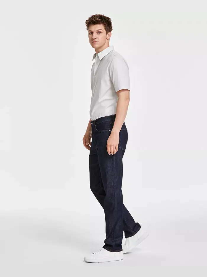 Мужские классические прямые джинсы со стретчем Calvin Klein — изображение 4 из 4, синий