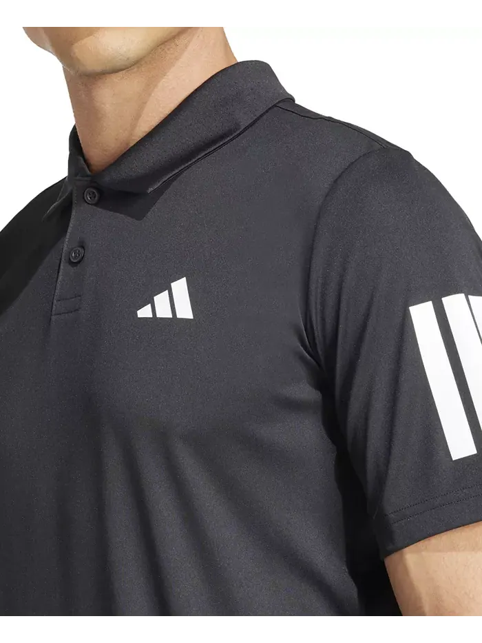 Мужская теннисная поло Club с технологией Climacool и тремя полосками adidas — изображение 3 из 4, черный