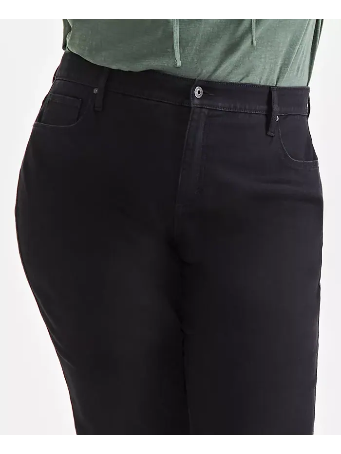 Джинсы укороченные с завышенной талией Plus Size Curvy-Fit Style & Co — изображение 5 из 6, глубокий черный