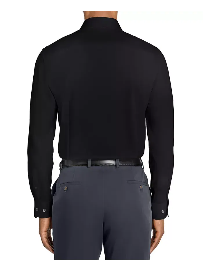 Мужская однотонная гибридная рубашка Slim Fit с длинным рукавом, легкая в уходе MICHELSONS OF LONDON — изображение 2 из 7
