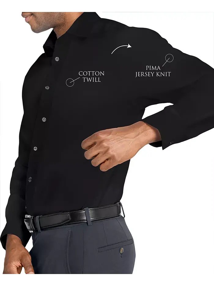 Мужская однотонная гибридная рубашка Slim Fit с длинным рукавом, легкая в уходе MICHELSONS OF LONDON — изображение 4 из 7