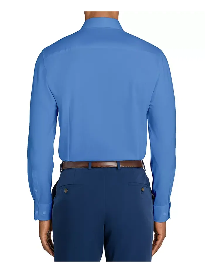 Мужская однотонная гибридная рубашка Slim Fit с длинным рукавом, легкая в уходе MICHELSONS OF LONDON — изображение 2 из 6