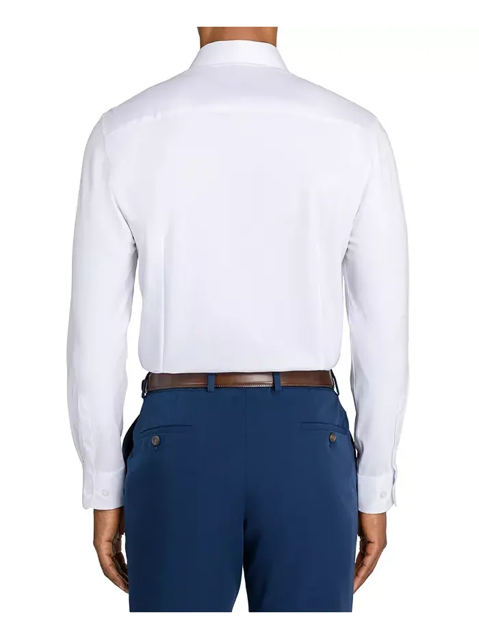 Мужская однотонная гибридная рубашка Slim Fit с длинным рукавом, легкая в уходе MICHELSONS OF LONDON — изображение 2 из 7