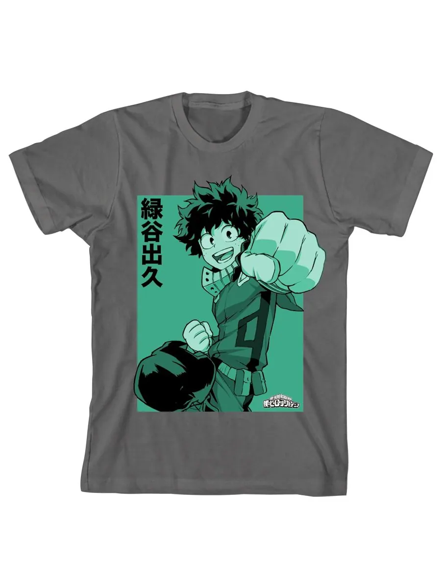 Детская футболка Deku Punch Charcoal, размер XL My Hero Academia — серый