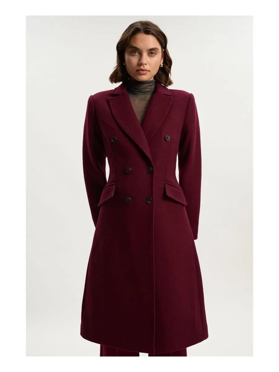 Женское шерстяное двубортное пальто миди Karen Millen
