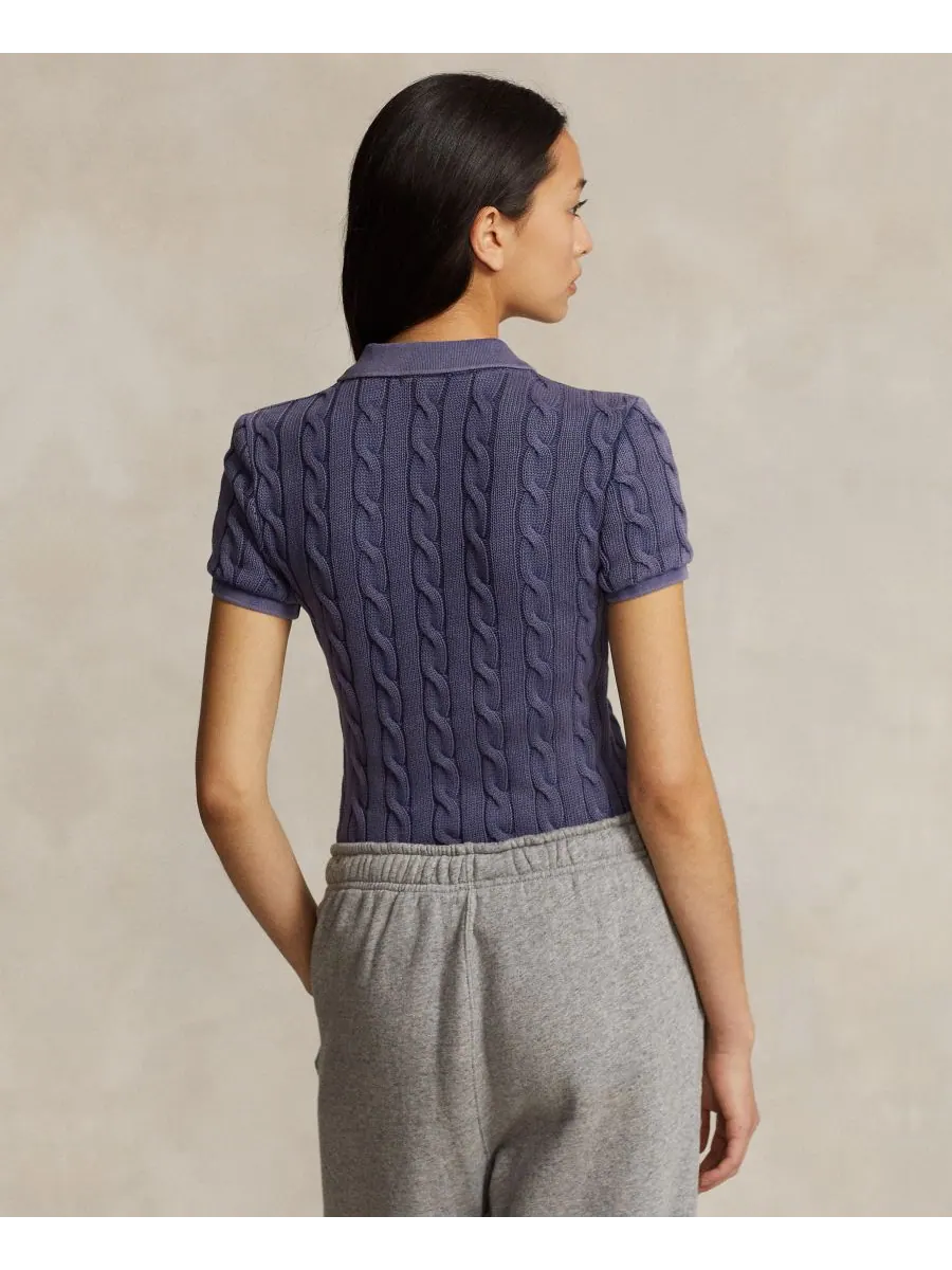 Женская рубашка поло крупной вязки Polo Ralph Lauren — изображение 2 из 4, темно-синий