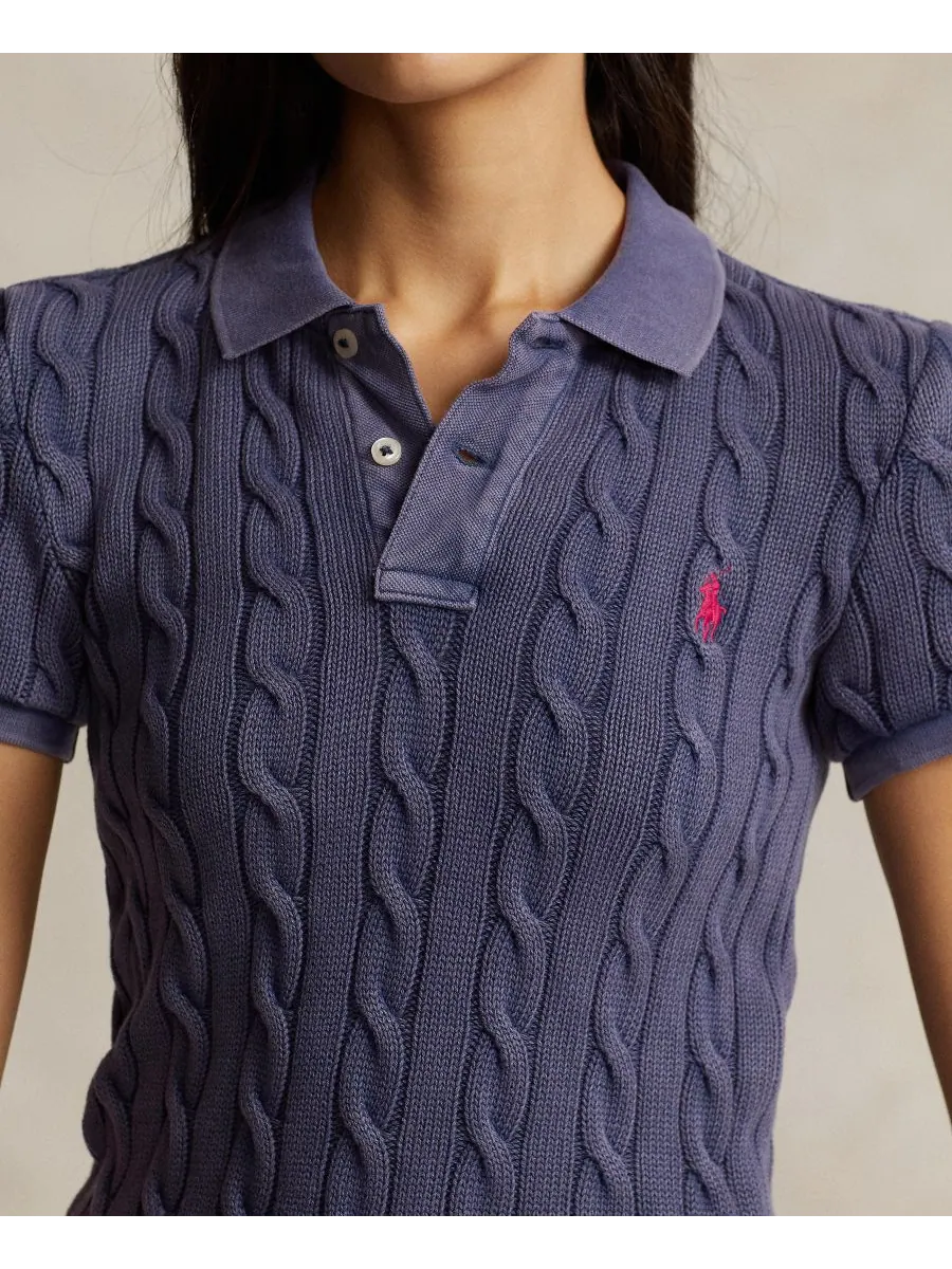 Женская рубашка поло крупной вязки Polo Ralph Lauren — изображение 3 из 4, темно-синий