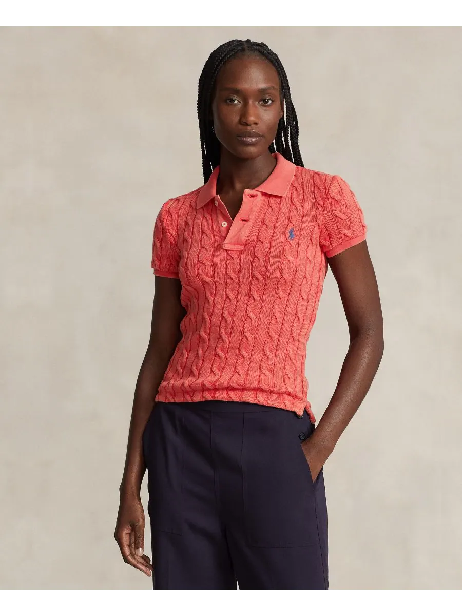 Женская рубашка поло крупной вязки Polo Ralph Lauren — изображение 1 из 4, красный