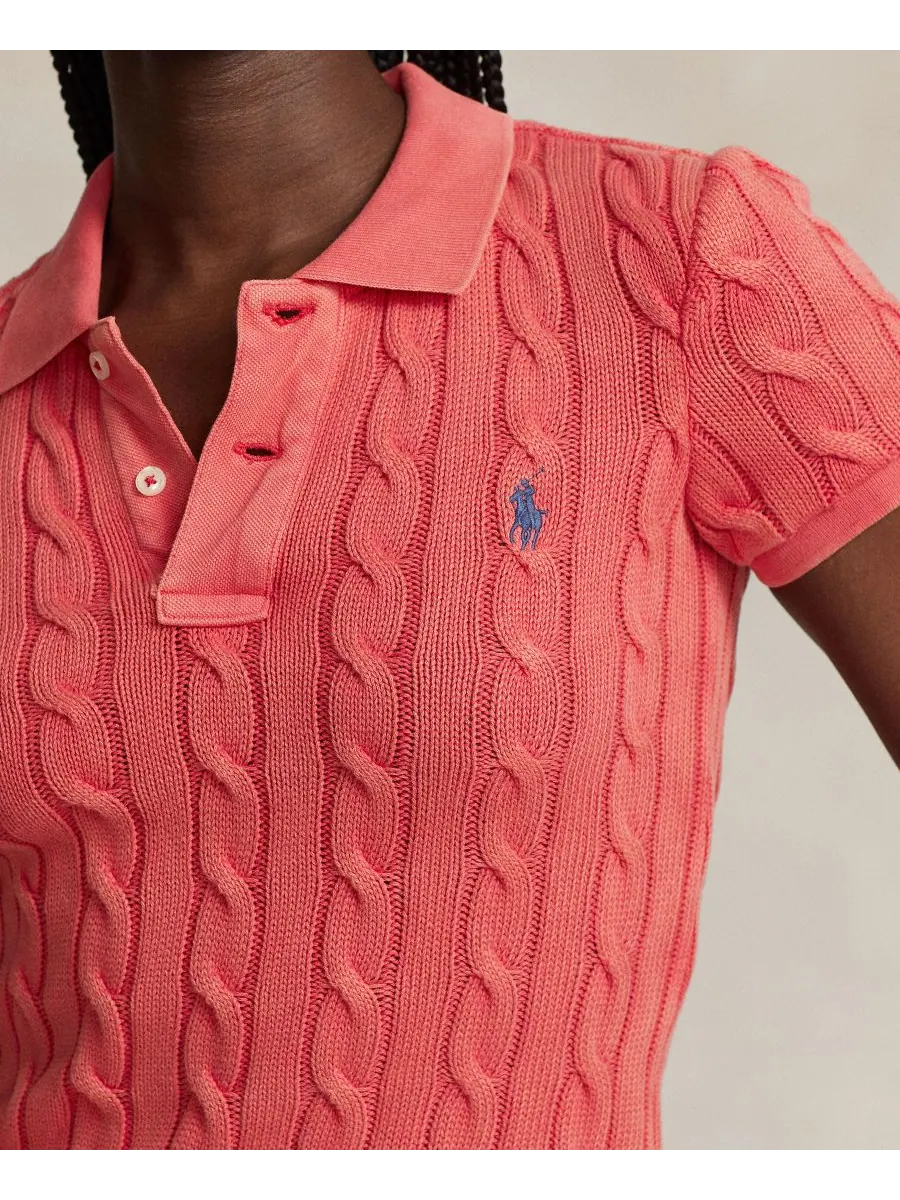 Женская рубашка поло крупной вязки Polo Ralph Lauren — изображение 3 из 4, красный