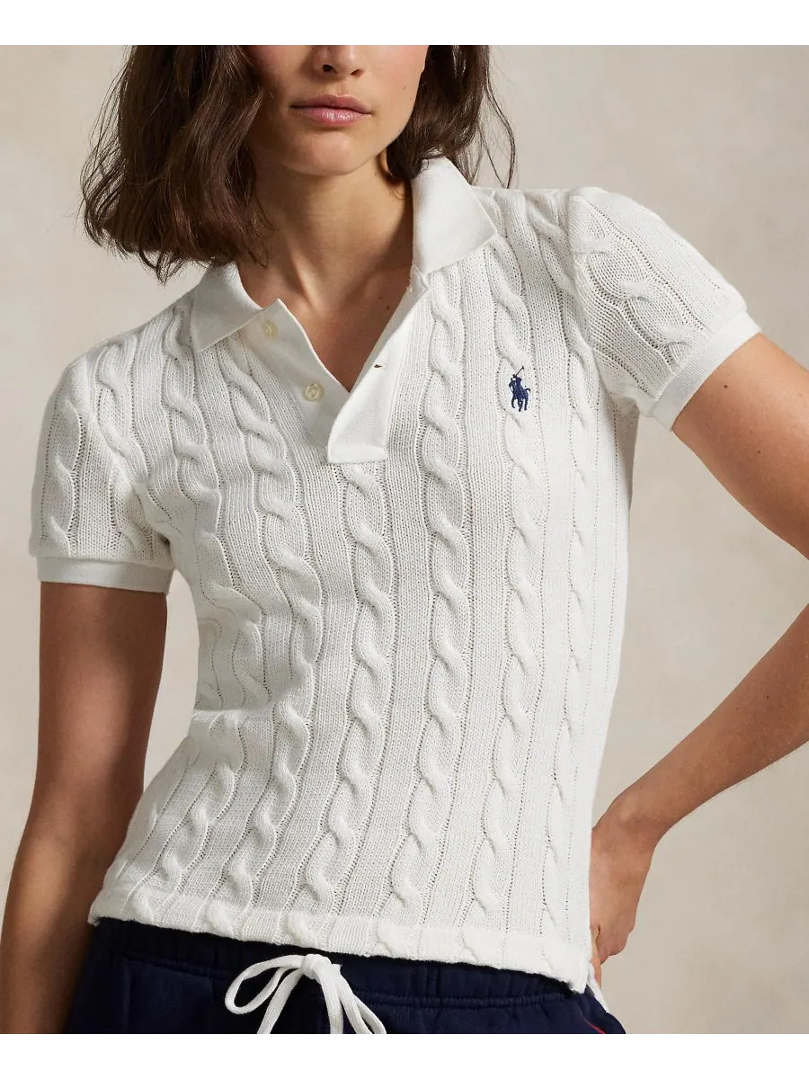 Женская рубашка поло крупной вязки Polo Ralph Lauren — изображение 3 из 5, белый