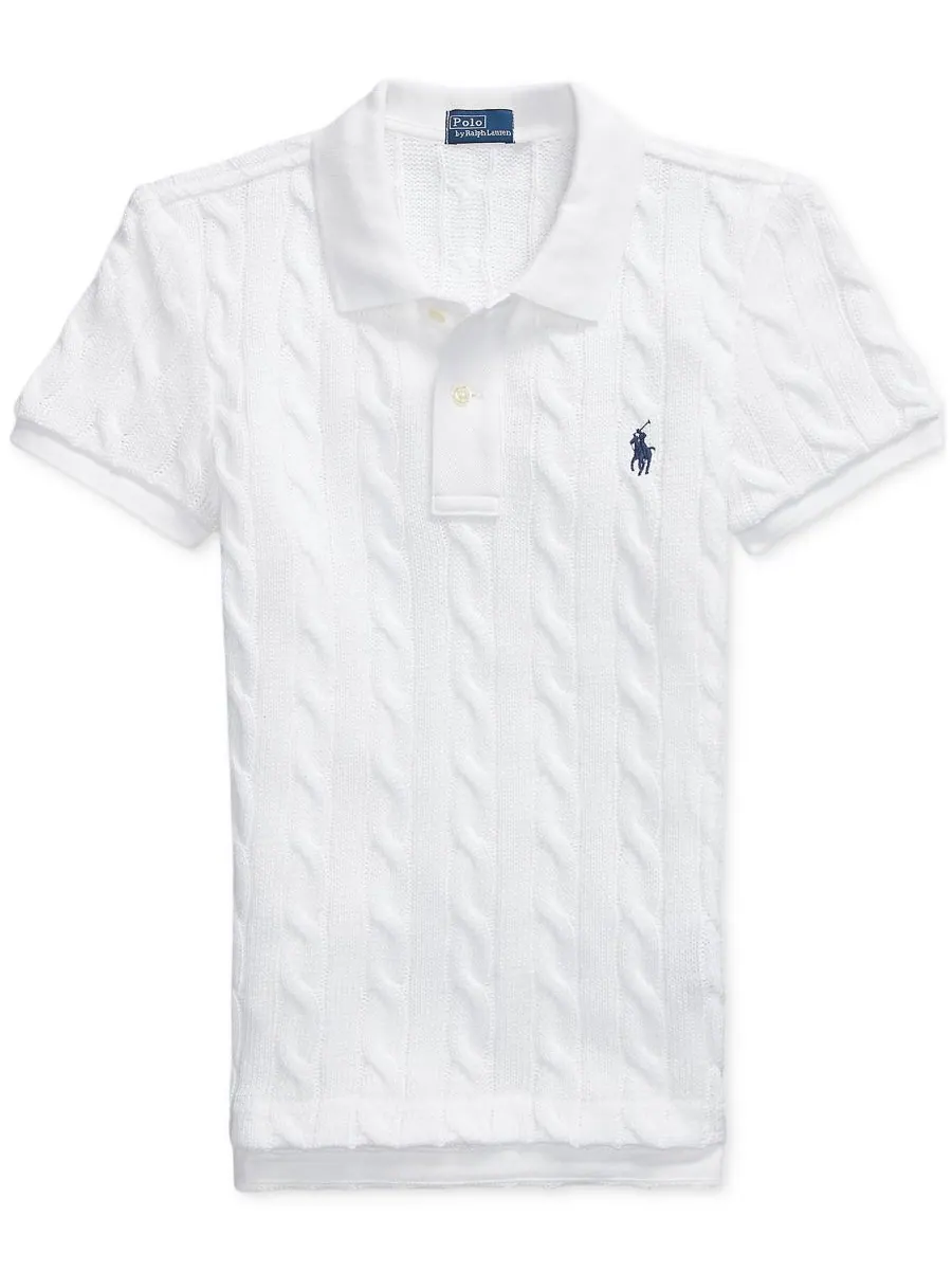 Женская рубашка поло крупной вязки Polo Ralph Lauren — изображение 5 из 5, белый